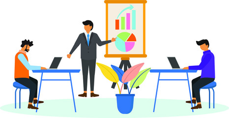 business people doing job training, flat illustration vector graphic