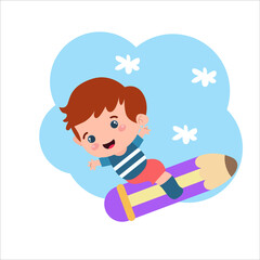 Little boy character playing activity vector template design illustration
