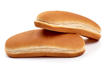 Freshly baked Hot dog bun, isolated on a white background.