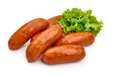 BBQ pork sausages, isolated on white background. High resolution image.