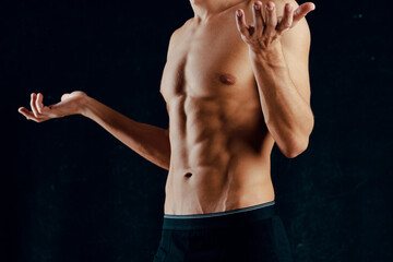 Fototapeta na wymiar muscular man workout gym motivation strength exercise
