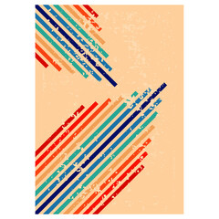 Retro vintage 70s style stripes background poster lines.abstract stylish 70s era line frame illustration 2