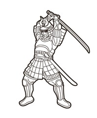 Samurai Warrior Action Japanese Fighter Cartoon Graphic Vector