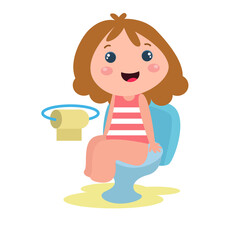 Little girl playing activity vector template design illustration