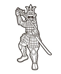 Fototapeta na wymiar Samurai Warrior Action Japanese Fighter Cartoon Graphic Vector