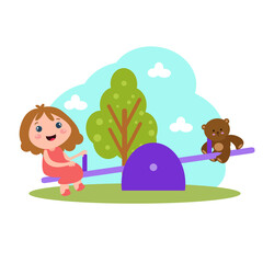 Obraz na płótnie Canvas Little girl playing activity vector template design illustration