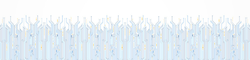 Abstract Technology Background,  blue and yellow digital arrow speed up and circuit board pattern, blank space