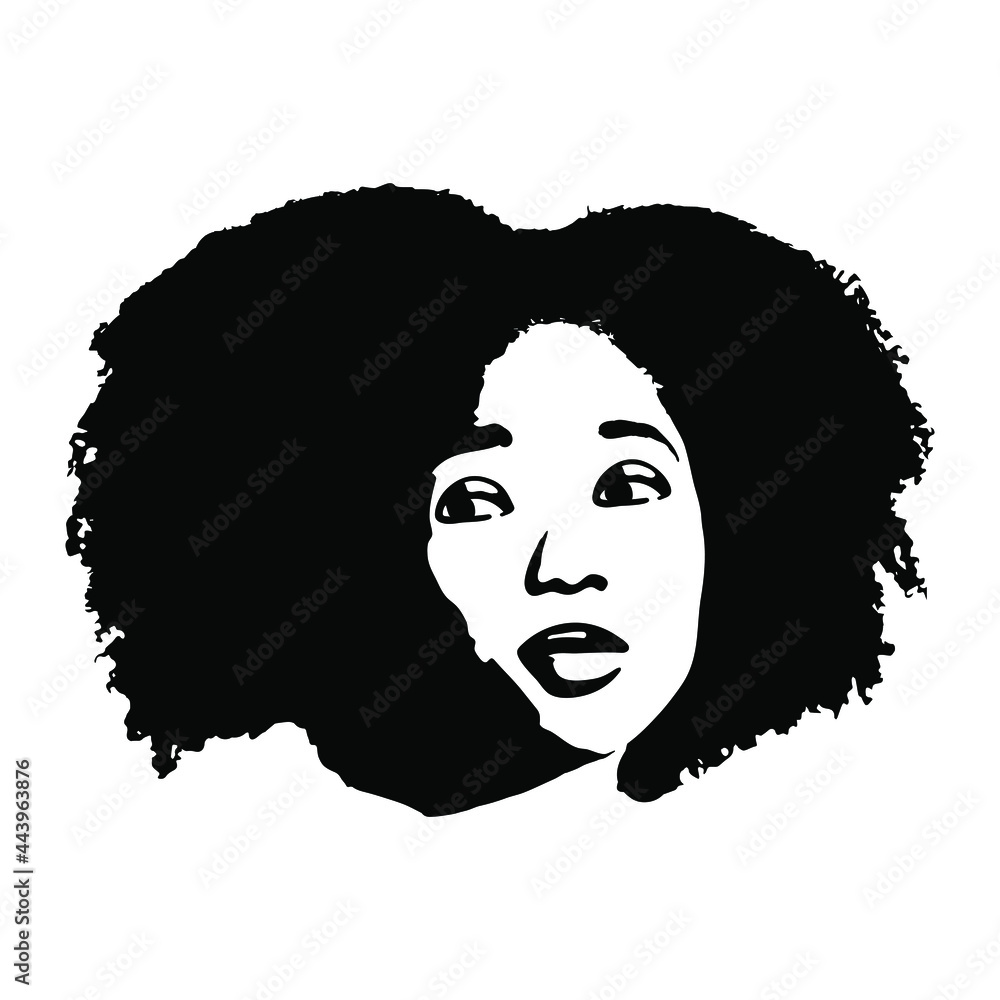 Wall mural sketching beauty african young woman. afro female portrait. hand drawn fashion illustration. black l