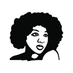 Sketching beauty african young woman. Afro female portrait. Hand drawn fashion illustration. Black lady curly