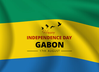 National Day Banner with Flag of Gabon. Vector