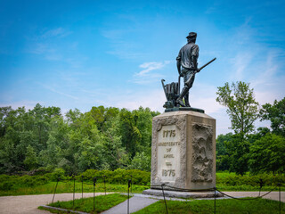 The Landmark Statue of Captain John Parker at The Minuteman National Park in Lexington, Massachusetts - Powered by Adobe