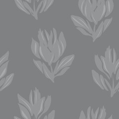 Black and White Floral Seamless Pattern Background
