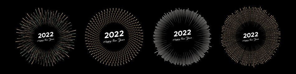 Fototapeta premium Firework with inscription 2022 and Happy New Year