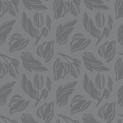 Black and White Floral Seamless Pattern Background