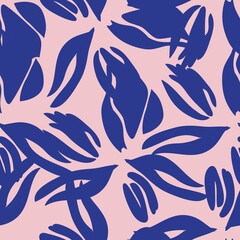 Pink Navy Floral Seamless Pattern Background