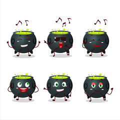 An image of witch cauldron dancer cartoon character enjoying the music