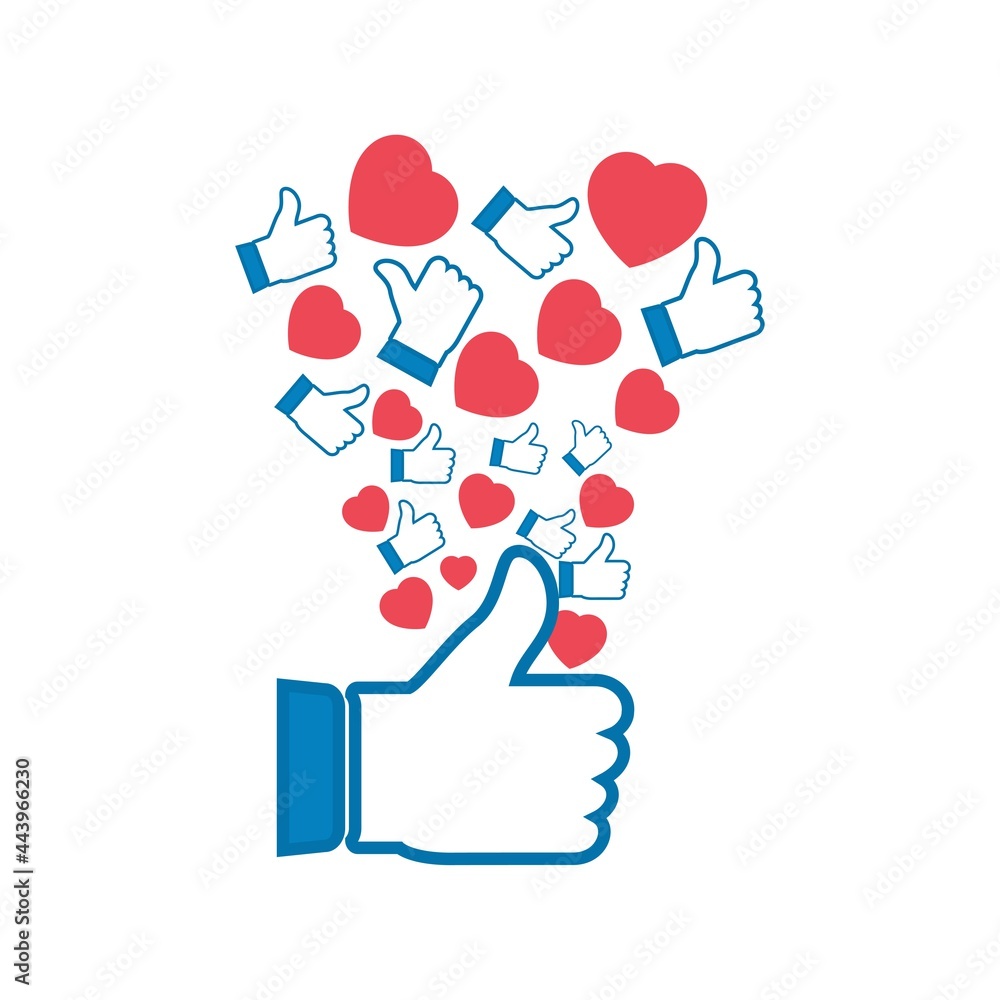 Poster social media button design elements. love and like social media button stylish vector design. blue a