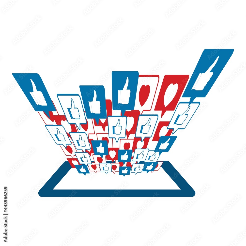 Poster social media stylish button design elements. love and like social media button stylish vector design