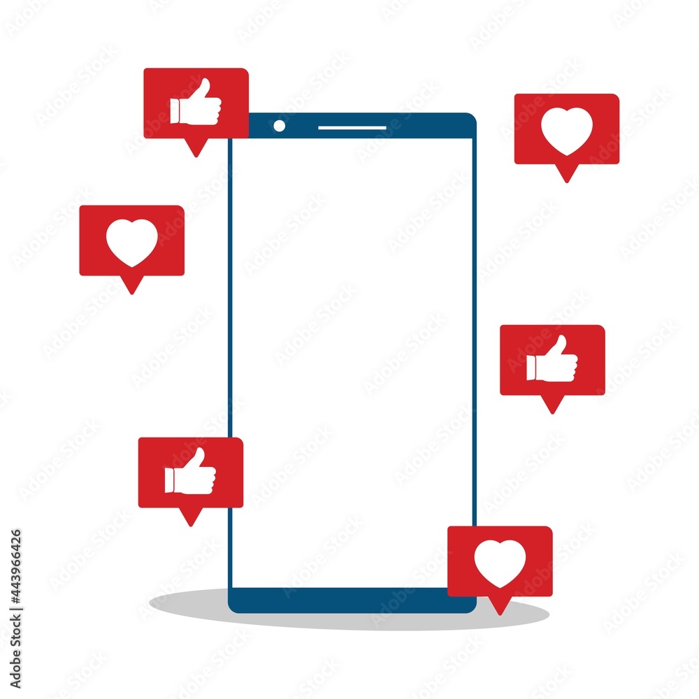 Poster social media button design elements. love and like social media button stylish vector design with a 