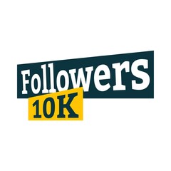 10K follower celebration badge collection. Thanksgiving for 10K followers vector illustration. Black and yellow color 10K follower badge celebration with love shape.