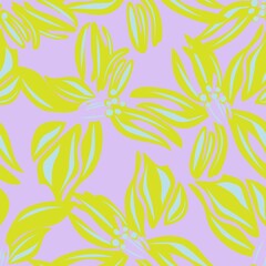 Fototapeta na wymiar Yellow Floral Seamless Pattern Background