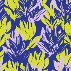 Yellow Floral Seamless Pattern Background