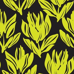 Yellow Floral Seamless Pattern Background