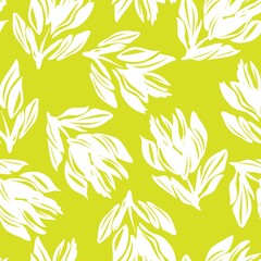 Yellow Floral Seamless Pattern Background