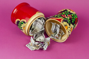 Russian matryoshka full of money.