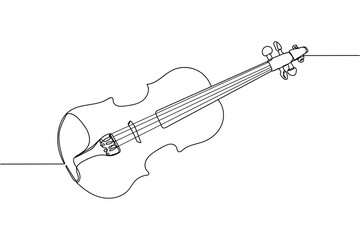 Obraz na płótnie Canvas Continuous one line of violin in silhouette on a white background. Linear stylized.Minimalist.