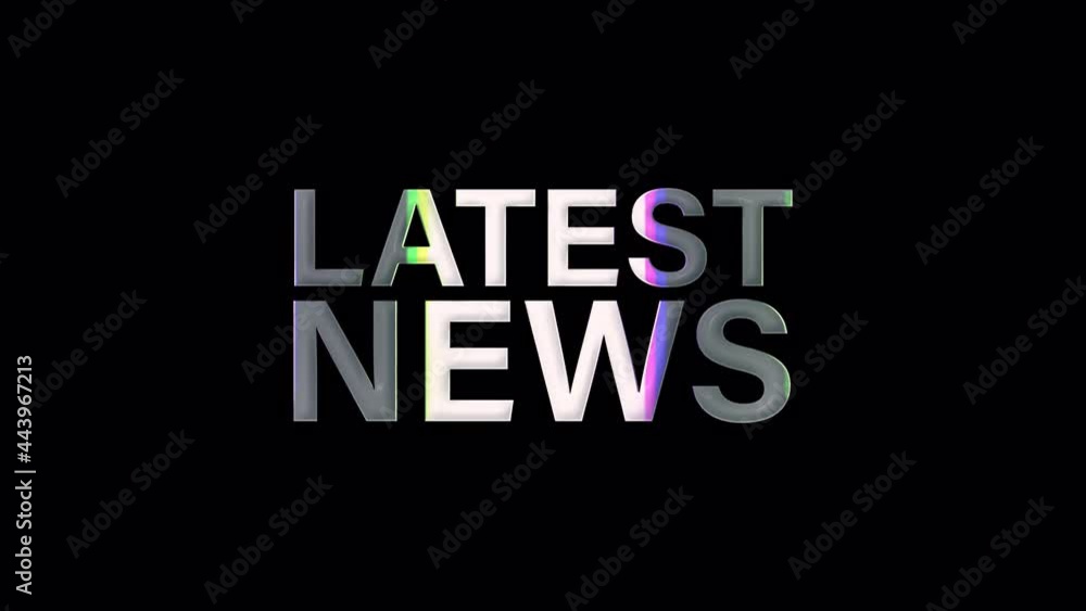 Aufkleber 4k 3d latest news silver word title with loop glitch effect text isolated using quicktime alpha chan