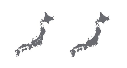 Map of Japan in high detail resolution set. Mesh lines and points form map of Japan.