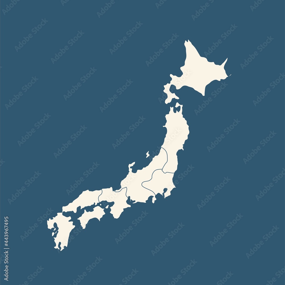 Poster map of japan in high detail resolution isolated on blue. mesh lines and points form map of japan.