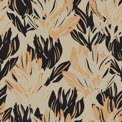 Brown Floral Seamless Pattern Background