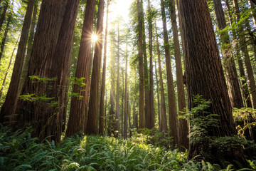 Afternoon Light on the Redwoods, Jedediah Smith State Park, Redwoods National Park, California - Powered by Adobe