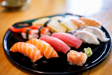 Sushi, raw fish in traditional Japanese