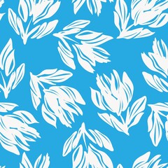 Blue Floral Seamless Pattern Background