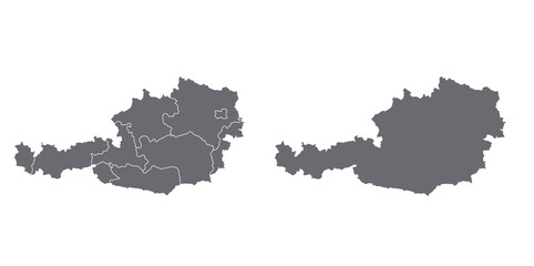 Obraz premium Simple map of Austria vector drawing. Mercator projection. Filled and outline.