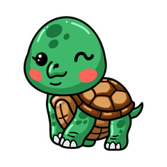 Cute baby turtle cartoon posing