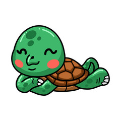 Cute baby turtle cartoon laying down