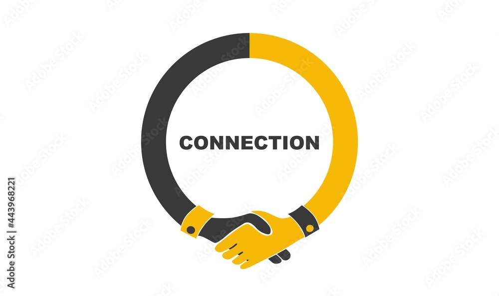 Aufkleber handshake illustration with connection text on it. stock vector