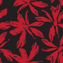 Red Floral Seamless Pattern Background