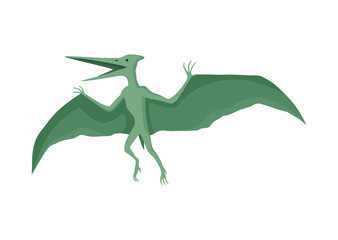 Pteranodon dinosaur flat icon. Colored isolated prehistoric reptile monster on white background. Vector cartoon dino animal © designer_things