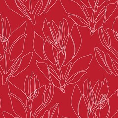 Red Floral Seamless Pattern Background