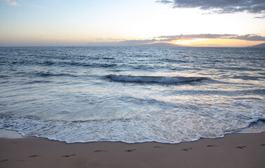 Sea view, nature background. Azure beach with and clear ocean water at sunny day.