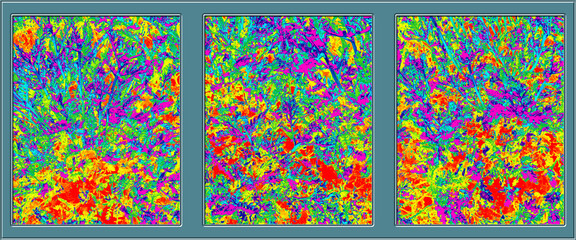 Panel of 3 rectangular split tiles with mosaic pattern for interior decoration.