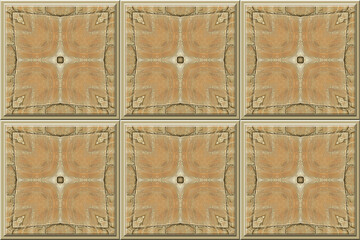 A large panel of 6 identical divided square tiles with a mosaic pattern with a natural stone texture for interior decoration.