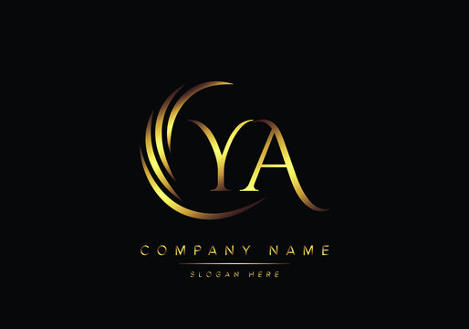 alphabet letters YA monogram logo, gold color elegant classical