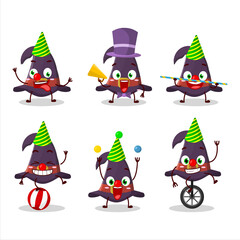 Cartoon character of witch hat with various circus shows