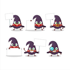 Witch hat cartoon character bring information board